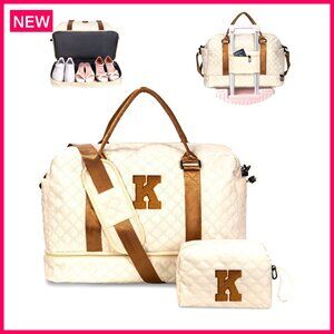 Personalized Weekender Bag with Shoe Compartment, Trolley Sleeve, Wet Pocket